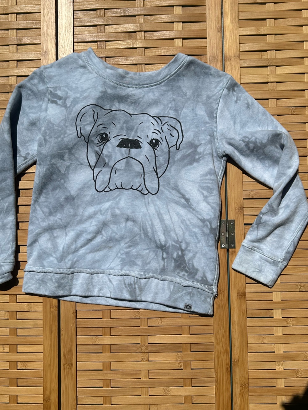 🔥3/$8- Tie-Dye Pullover Sweatshirt with Bulldog Graphic - Light Gray